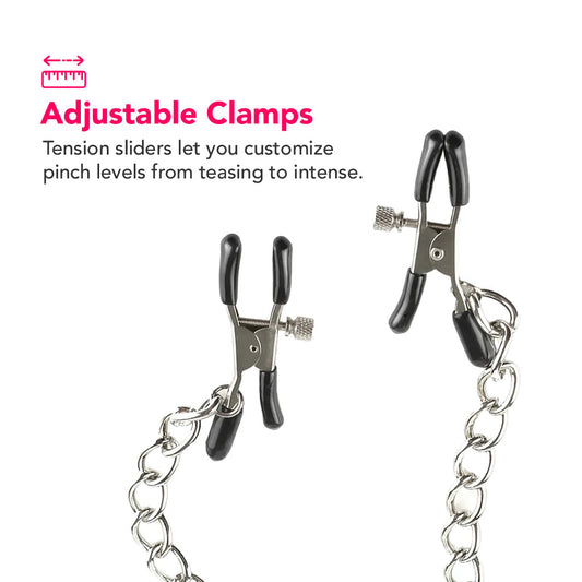Fetish Fantasy: Luxurious Leather O-Ring Gag & Tension Nipple Clamps Bondage Set