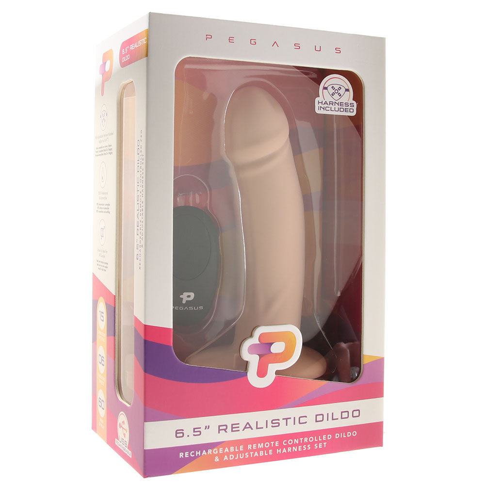 Pegasus Realistic 6.5 Inch Vibrating Strap-On in Light