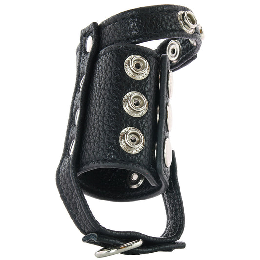 Blueline Men's Elite Faux Leather Cock Ring with 2-Inch Ball Stretcher & Weight