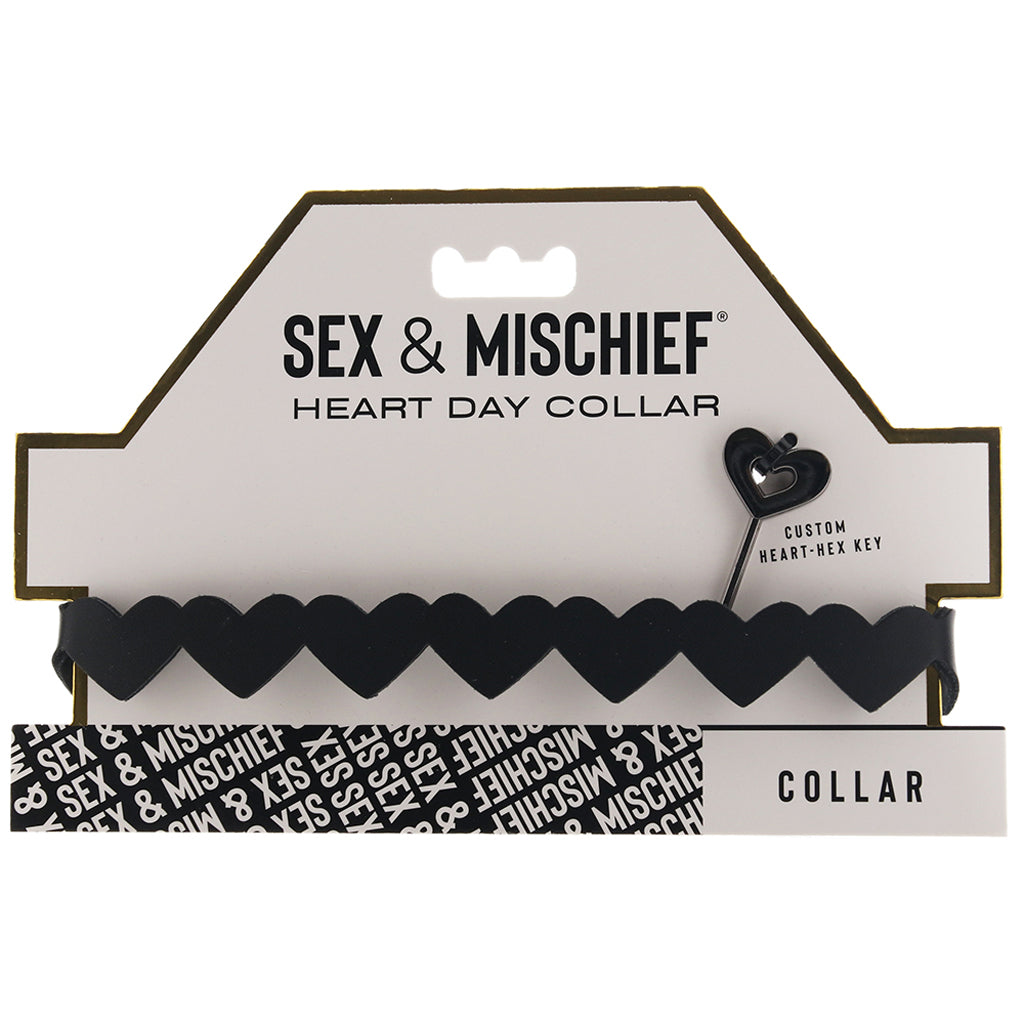 Sex & Mischief Locking Heart Day Collar | Seductive Black Choker Necklace