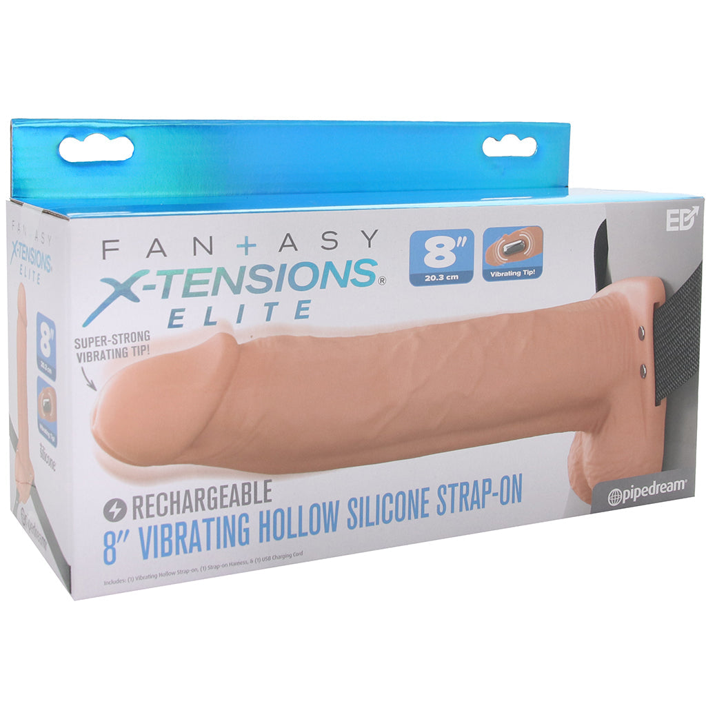 Fantasy X-tensions 8 Inch Hollow Strap-On Vibe in Light
