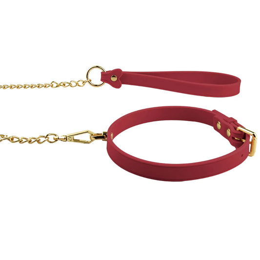Temptasia Andor Silicone Collar & Leash in Red