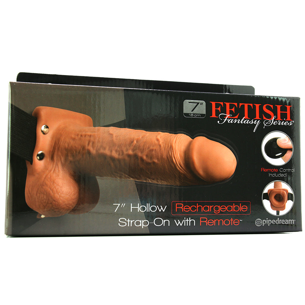 Fetish Fantasy Series 7 Inch Hollow Vibrating Strap-On with Remote in Tan - Vibrators - HoneyHugs Canada (View 6)
