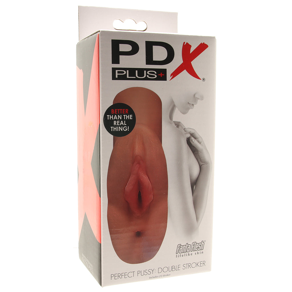 Pipedream Extreme Toyz PDX Plus Perfect Pussy Double Stroker in Tan - Male Masturbators - HoneyHugs Canada (View 6)