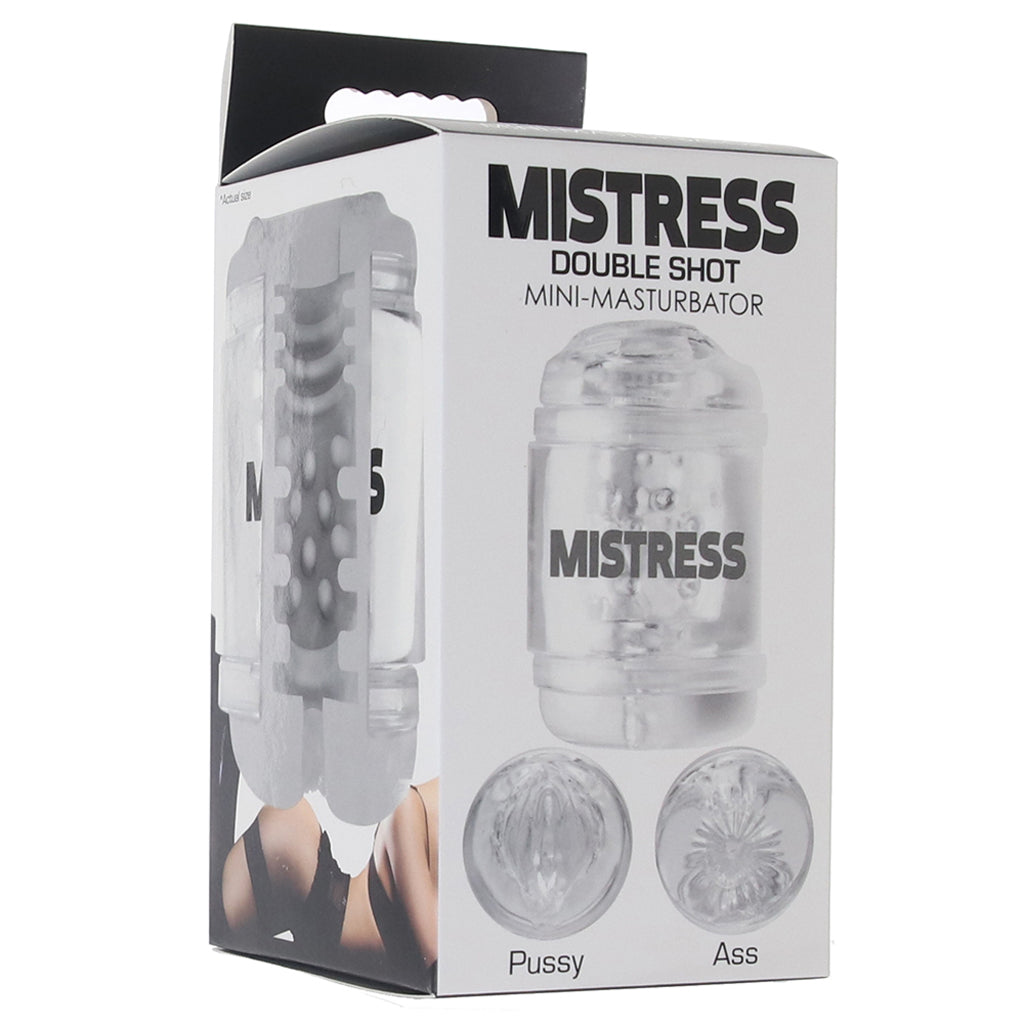 XR Brands Mistress Double Shot Pussy & Ass Stroker in Clear - Male Masturbators - HoneyHugs Canada (View 6)