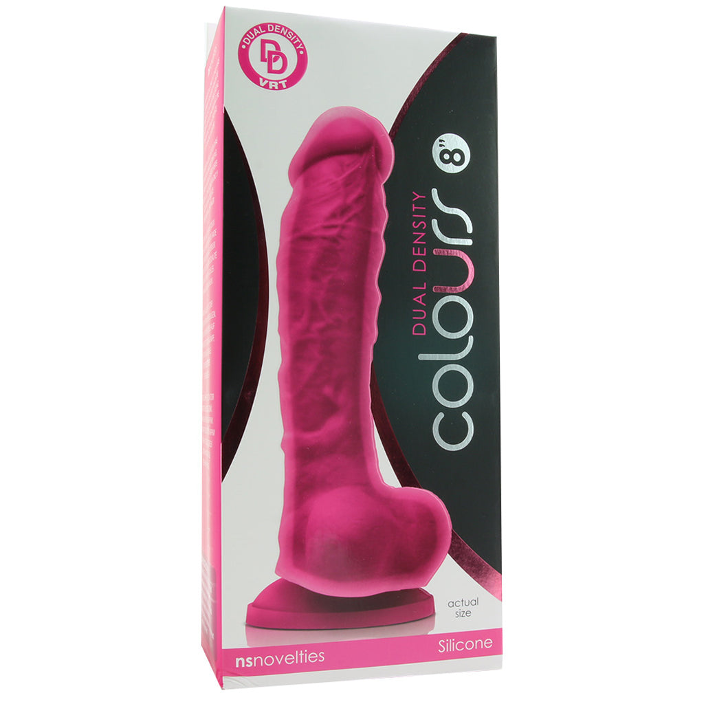Colours 8 Inch Dual Density Silicone Dildo in Pink