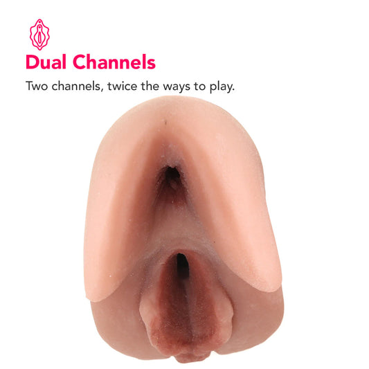 Pipedream Extreme Toyz PDX Plus Perfect Pussy Double Stroker in Tan - Male Masturbators - HoneyHugs Canada (View 2)