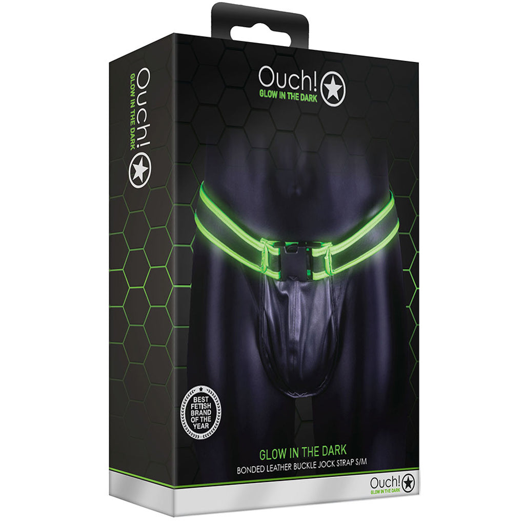 Ouch! Ignite the Night: Glow In The Dark Front Buckle Jock Strap (S/M)