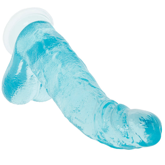 Crystal Jellies 8 Inch Curved Ballsy Dildo in Teal