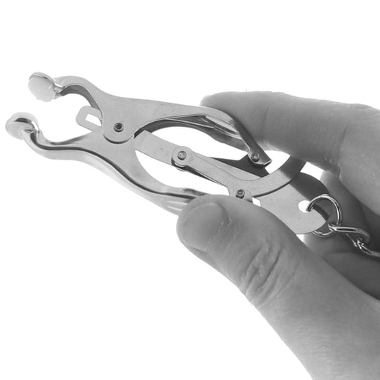 Lux Fetish Japanese Clover Nipple Clips – Opulent Golden Chain for Intense Pleasure