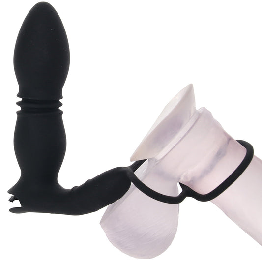 Nasstoys Ass-Sation Thrusting Power Plug with Dual Ring in Black - Vibrators - HoneyHugs Canada (View 2)