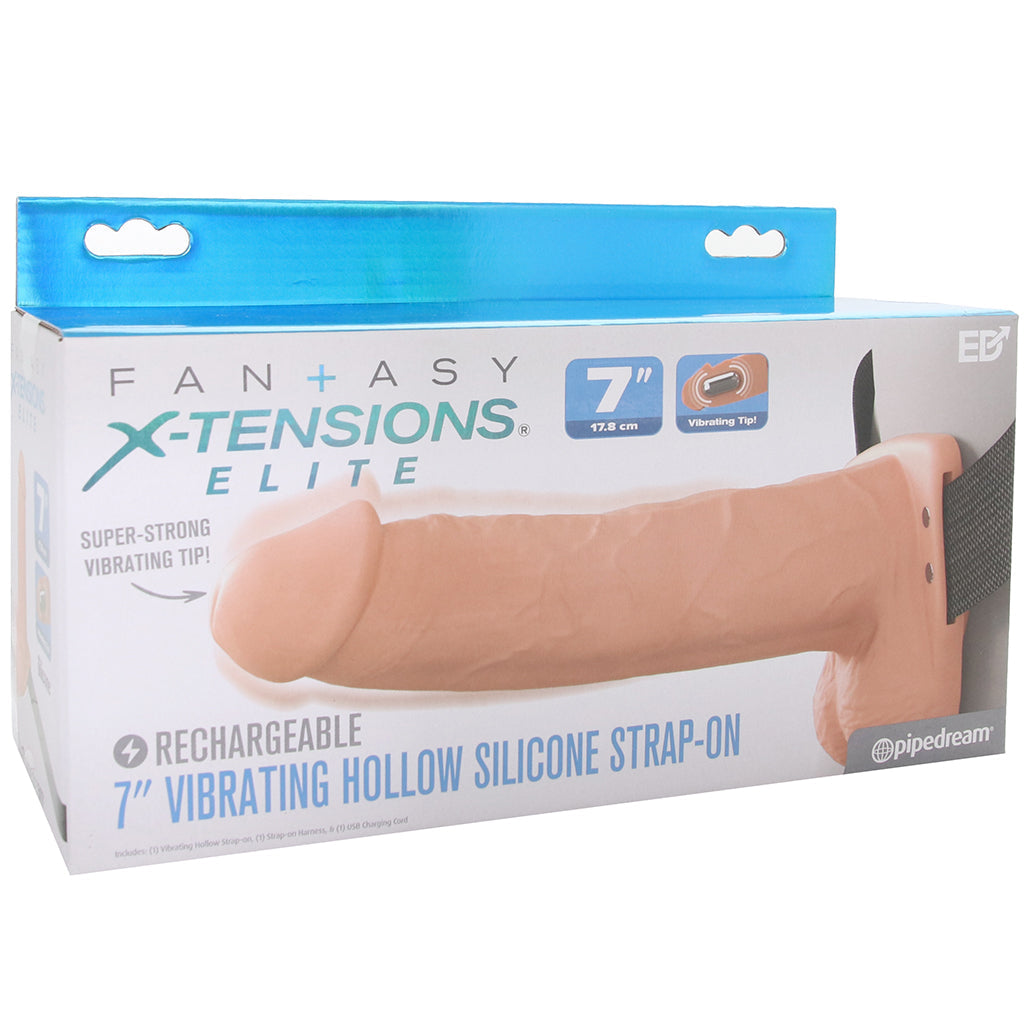 Fantasy X-tensions 7 Inch Hollow Strap-On Vibe in Light