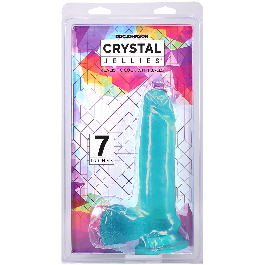 Crystal Jellies 7 Inch Realistic Cock with Balls in Teal