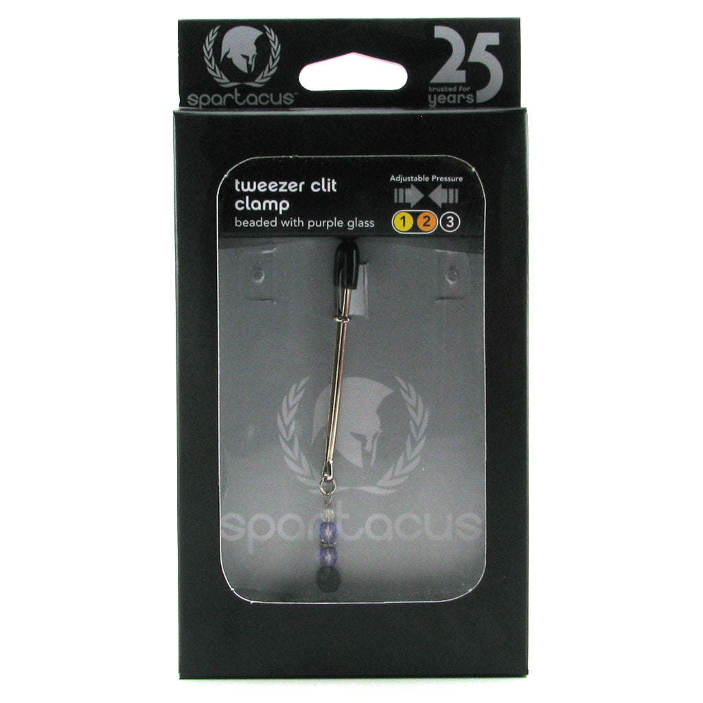 Spartacus | Opulent Adjustable Clit & Nipple Clamp with Purple & Black Beads