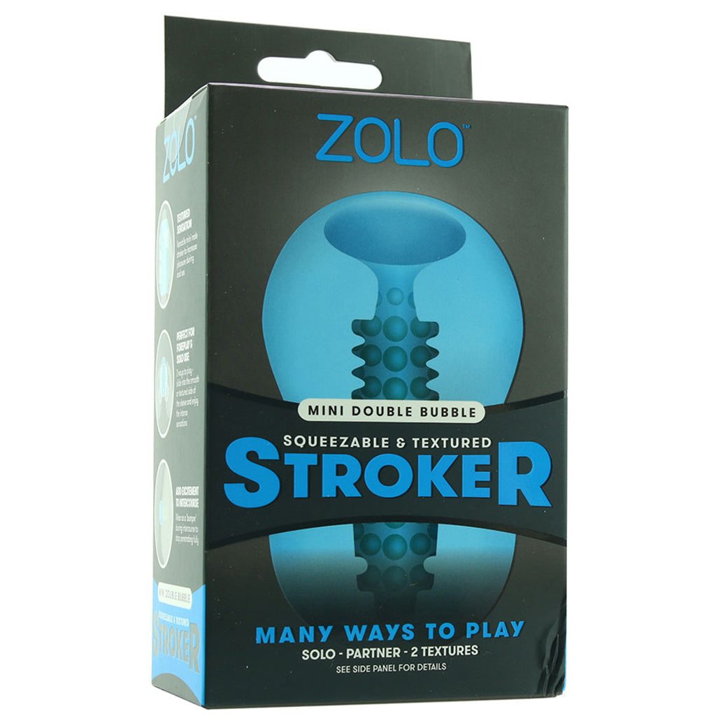 Zolo Mini Double Bubble Stroker in Blue - Male Masturbators - HoneyHugs Canada (View 6)
