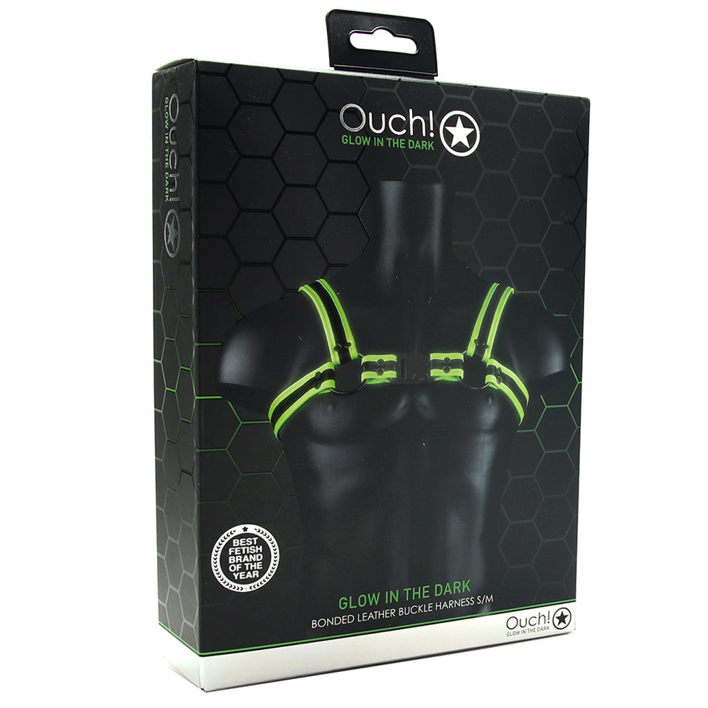 Ouch! Luminous Bulldog Buckle Harness – Glow-in-the-Dark Play & Statement Wear
