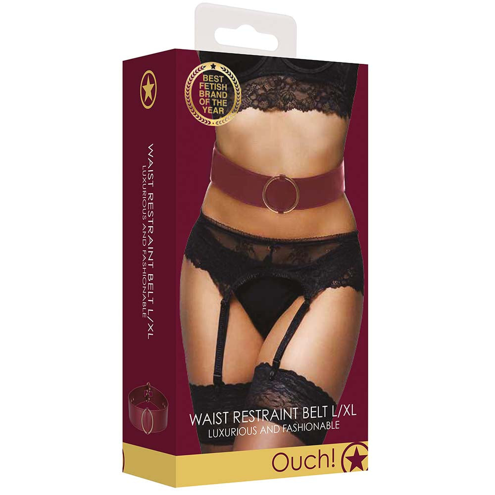 Ouch! Halo Burgundy Waist Bondage Belt | Luxurious Faux Leather Play & Fashion Statement | L/XL