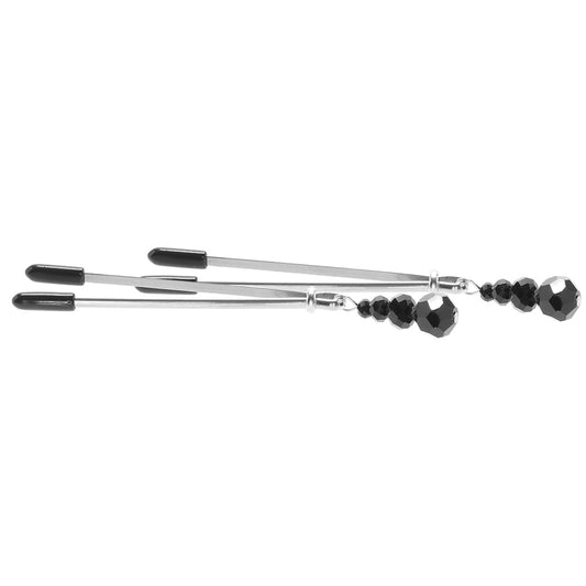 Lux Fetish Opulent Adjustable Beaded Nipple Clamps | Crystal Embellished Tweezer Teasers