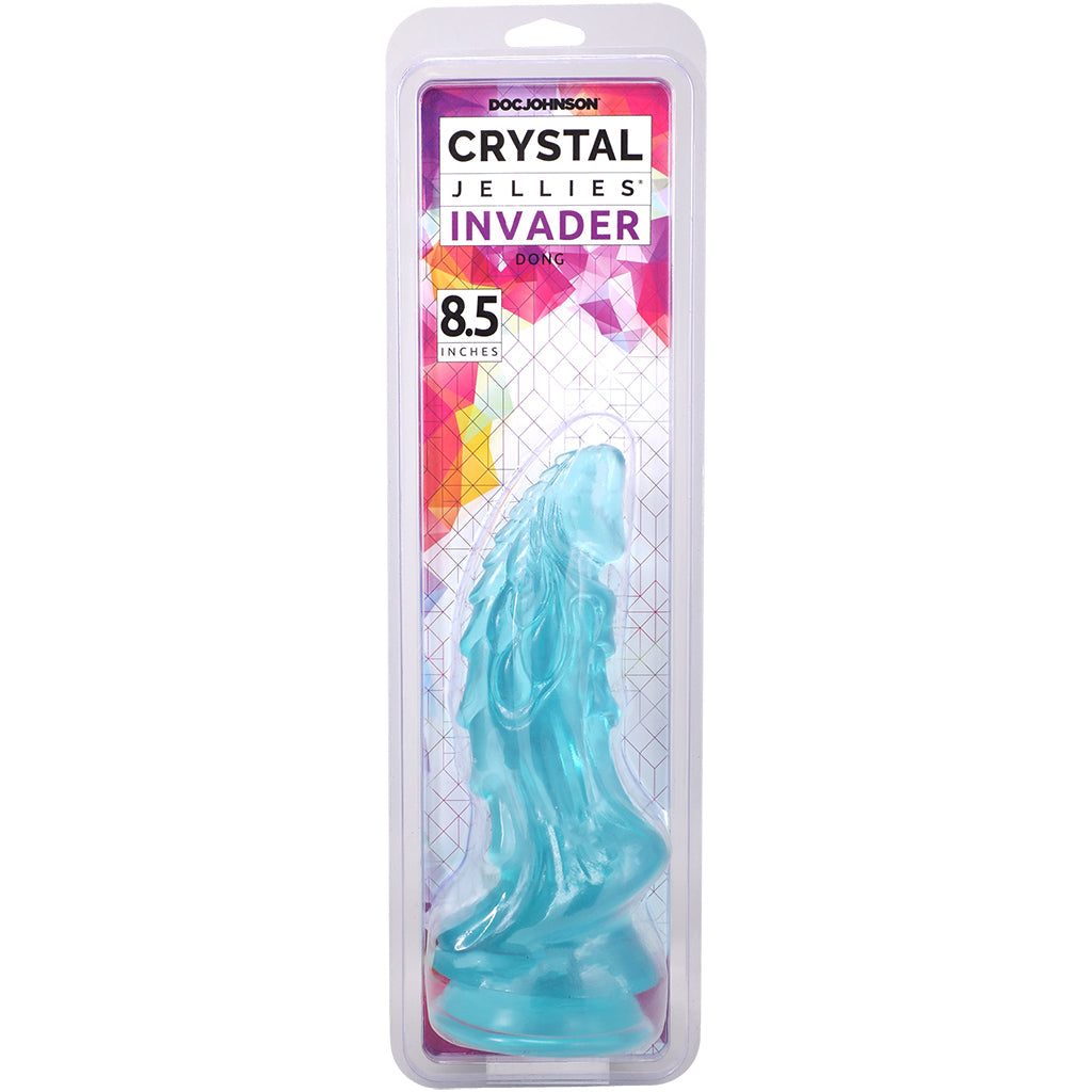 Crystal Jellies 8.5 Inch Invader Dildo in Teal