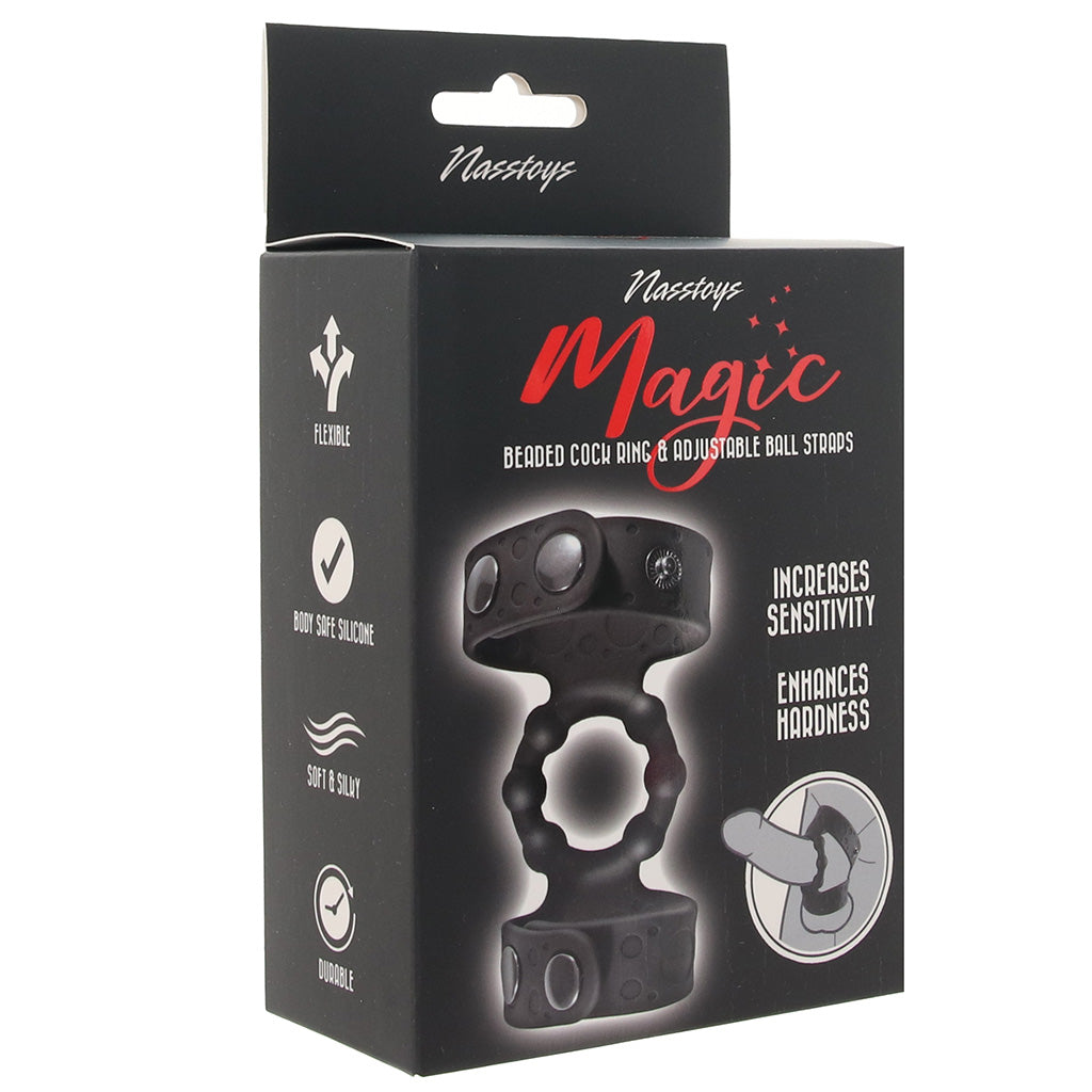 Elevate Every Sensation: Magic Beaded Cock Ring with Adjustable Ball Straps