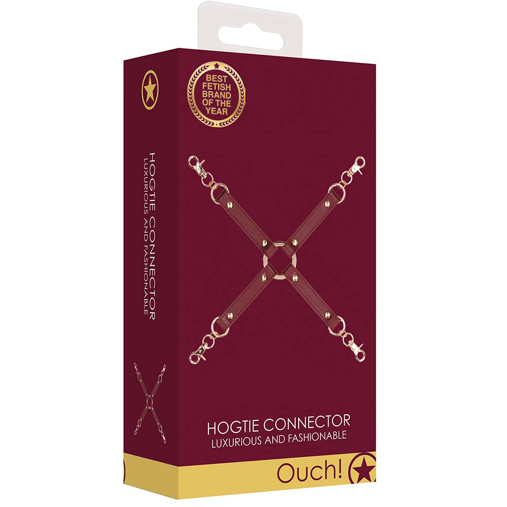 Ouch! Halo Hogtie Connector | Burgundy Vegan Leather Restraint for Elevated Play