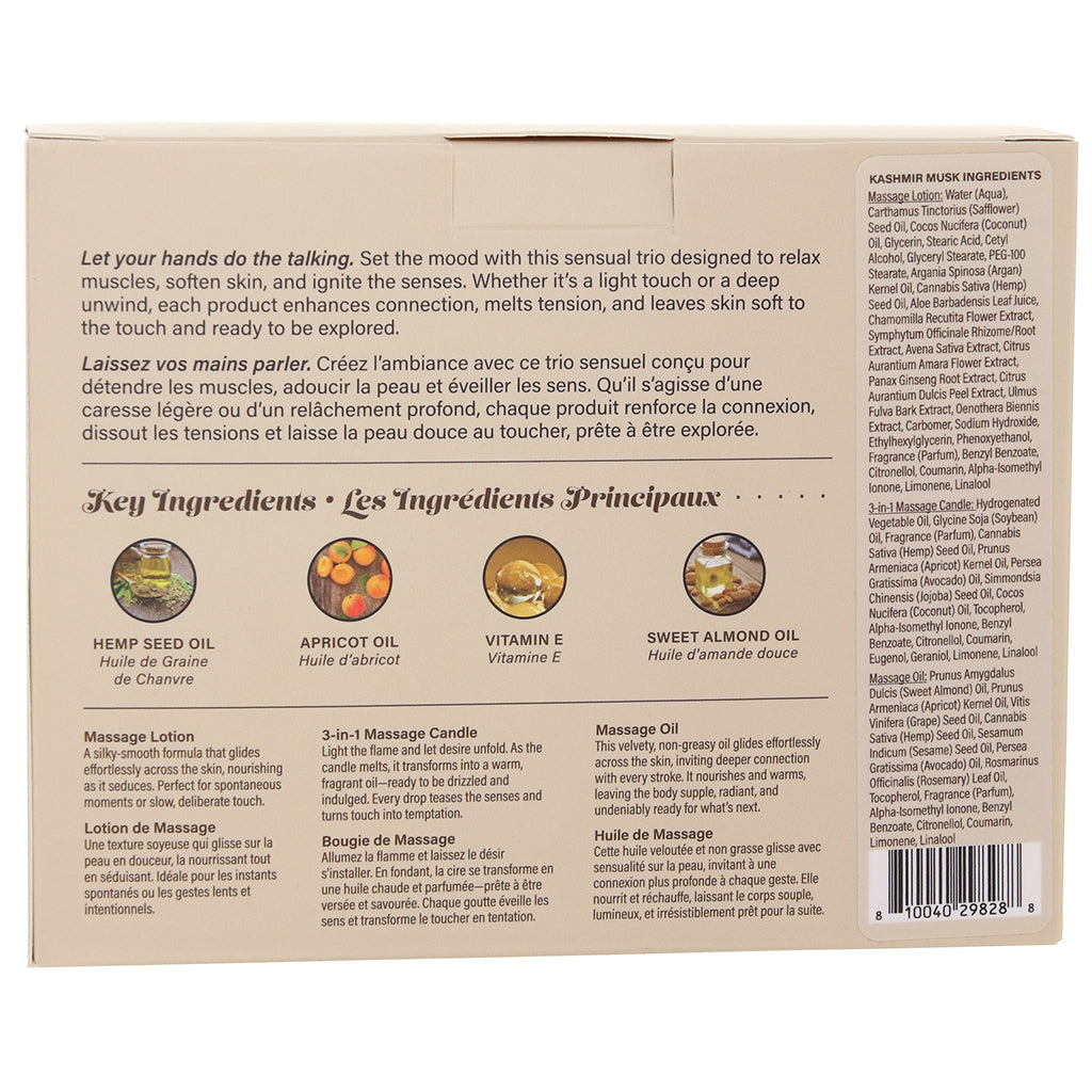 Hemp Seed Tranquility Trio Massage Kit in Kashmir Musk