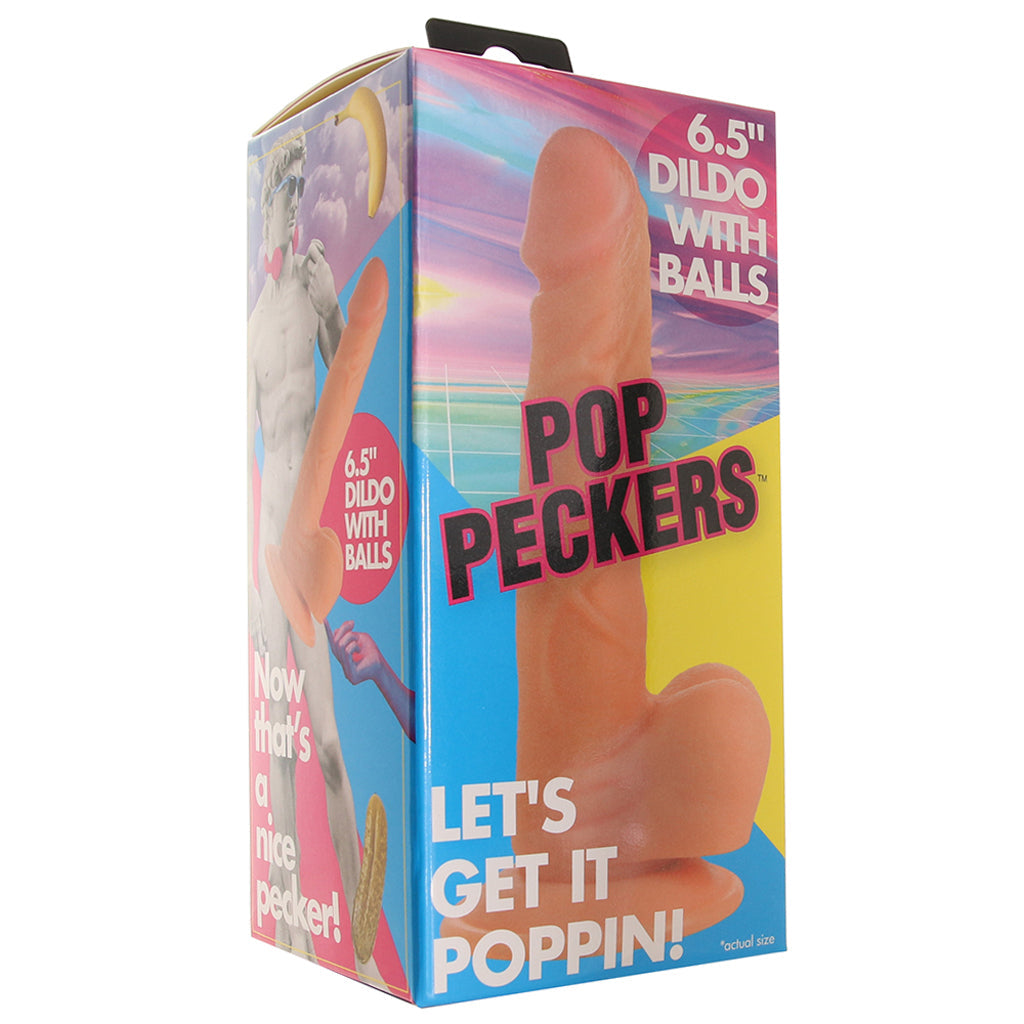 Pop Peckers 6.5 Inch Ballsy Dildo in Light