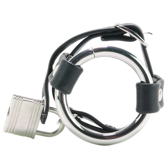 Metal Cock Ring with Locking Ball Strap
