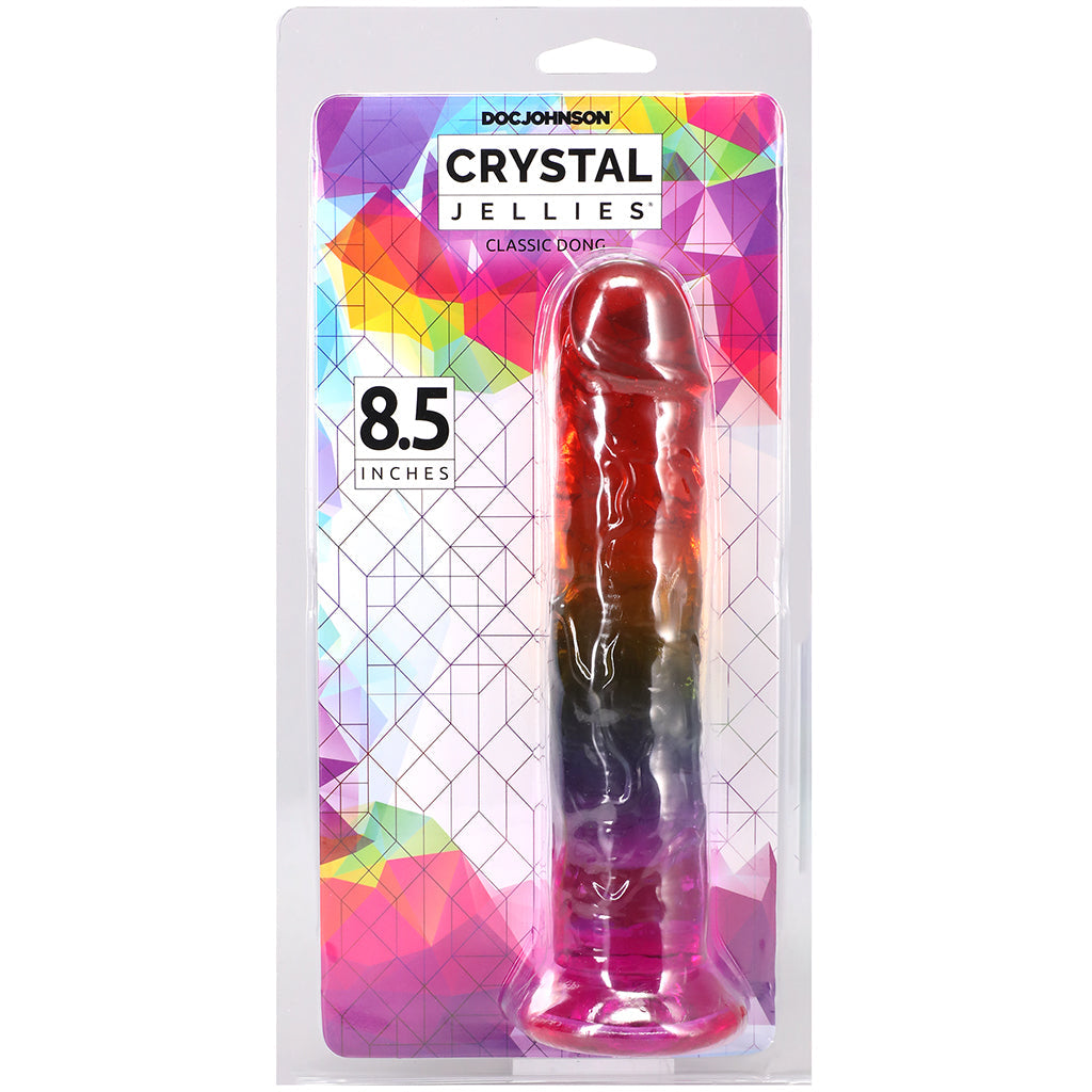 Crystal Jellies 8.5 Inch Classic Dildo in Rainbow