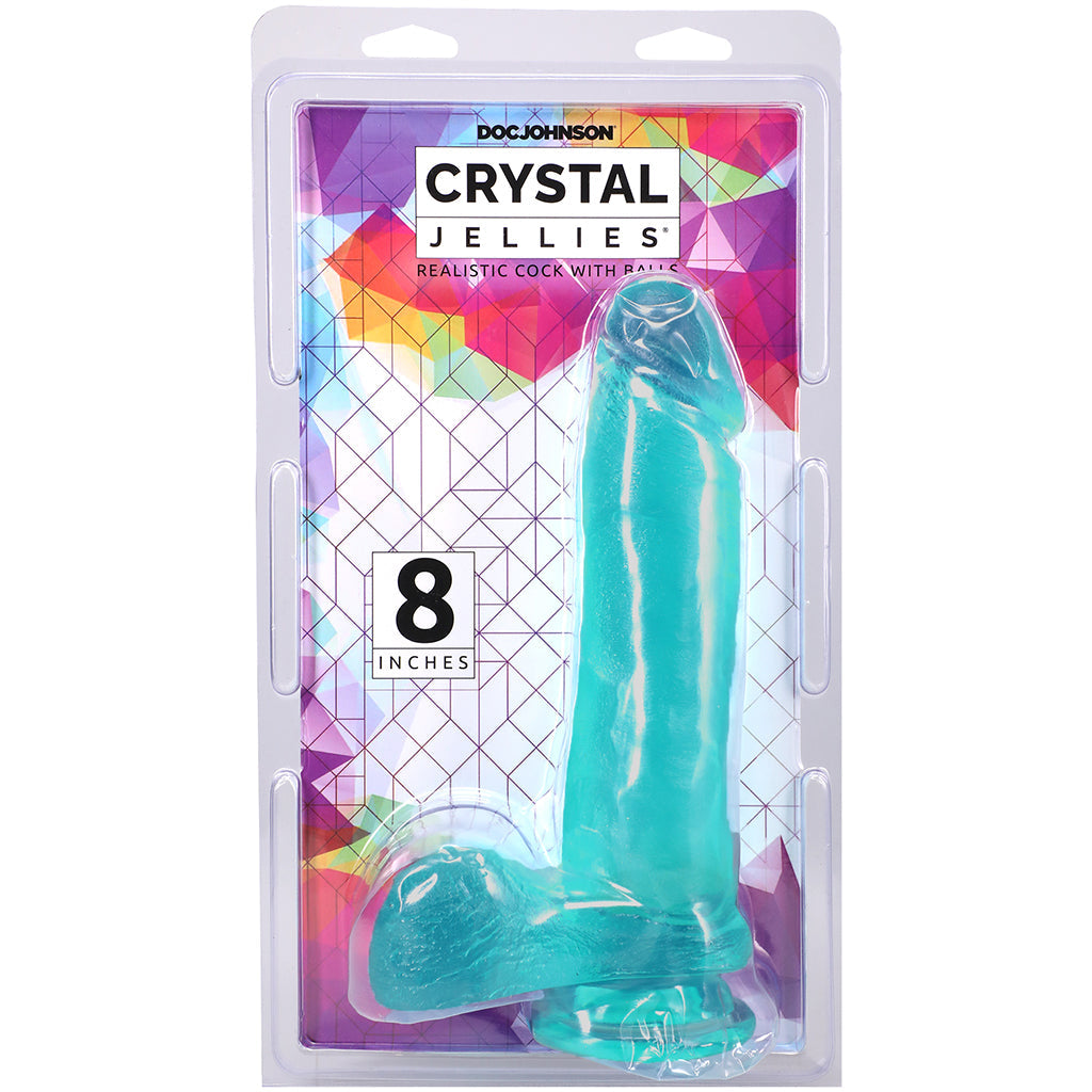 Crystal Jellies 8 Inch Realistic Cock with Balls in Teal