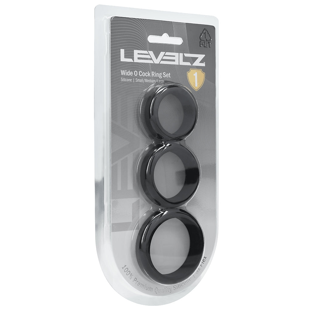 LEVELZ 3 Piece Wide O Cock Ring Set in S-L