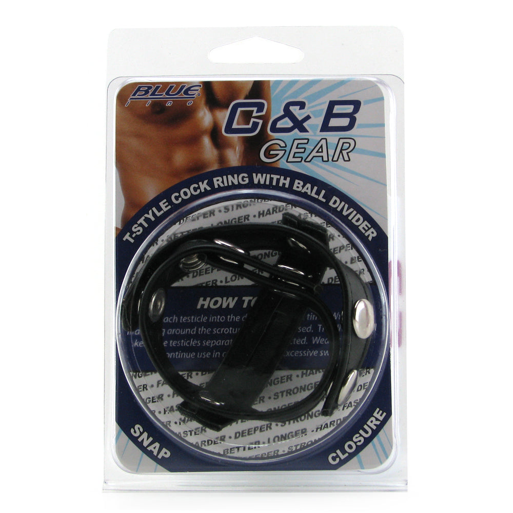 Blue Line T-Style Cock Ring with Ball Divider