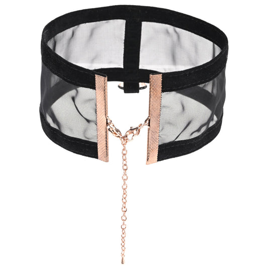 Sex & Mischief Sheer Day Collar | Rose Gold & Jet Black Mesh Statement