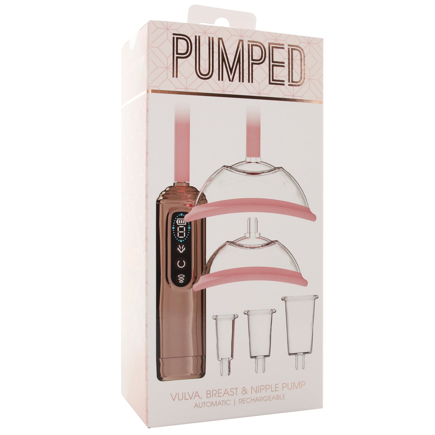 Pumped Vulva, Breast & Nipple Auto Suction Set in Rose