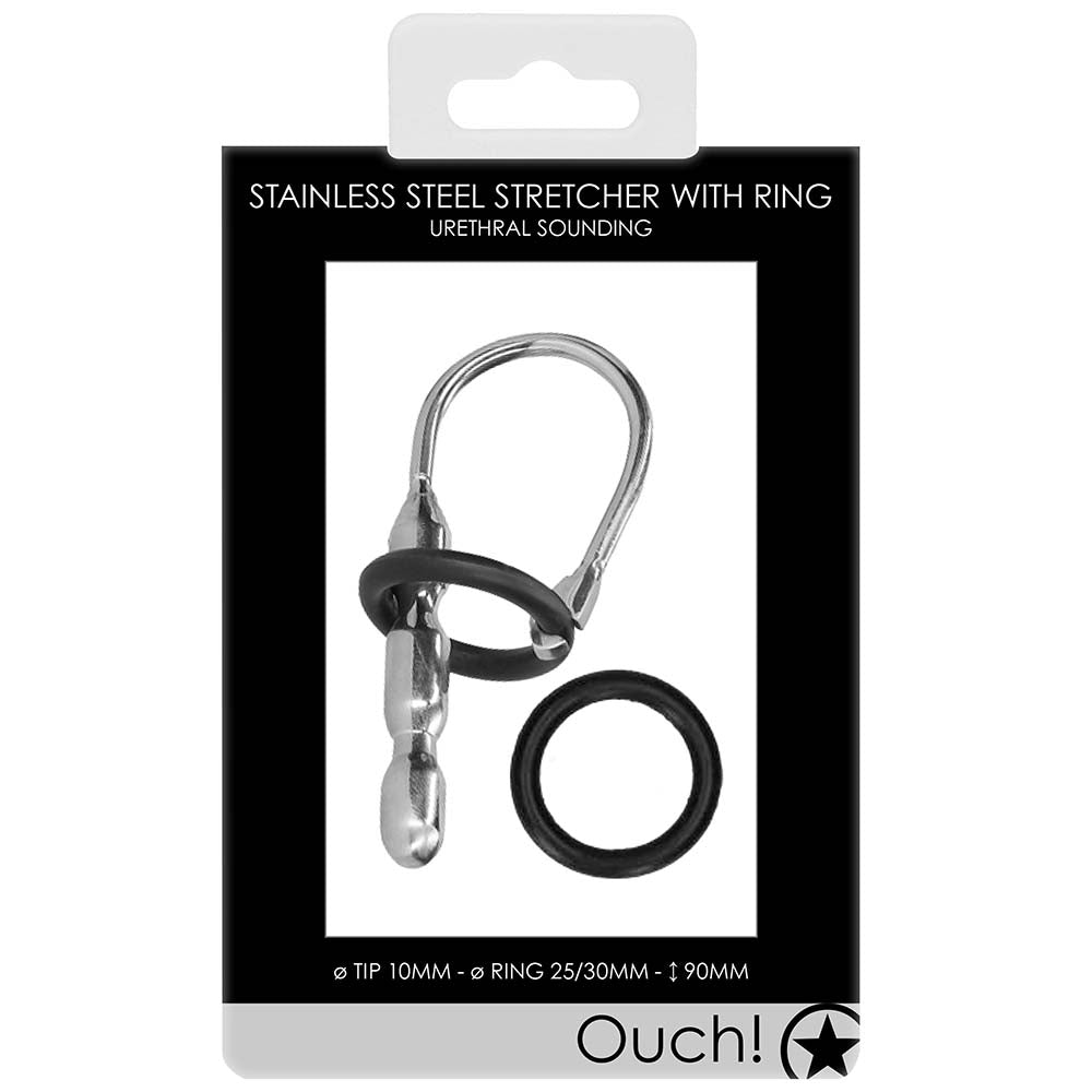 Ouch! 10mm Polished Steel Urethral Sounding Plug with Dual Silicone Rings | Premium Internal Sensation