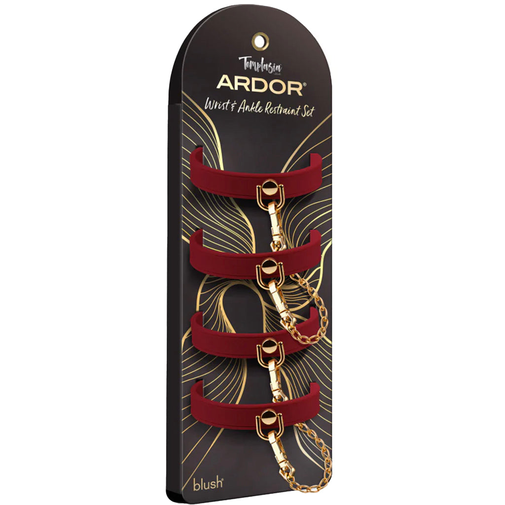 Temptasia Ardor Silicone Wrist & Ankle Restraint Set in Red