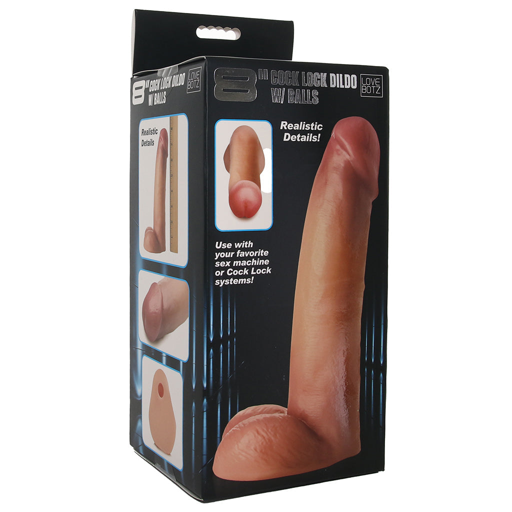 LoveBotz 8 Inch Cock Lock Dildo with Balls in Light