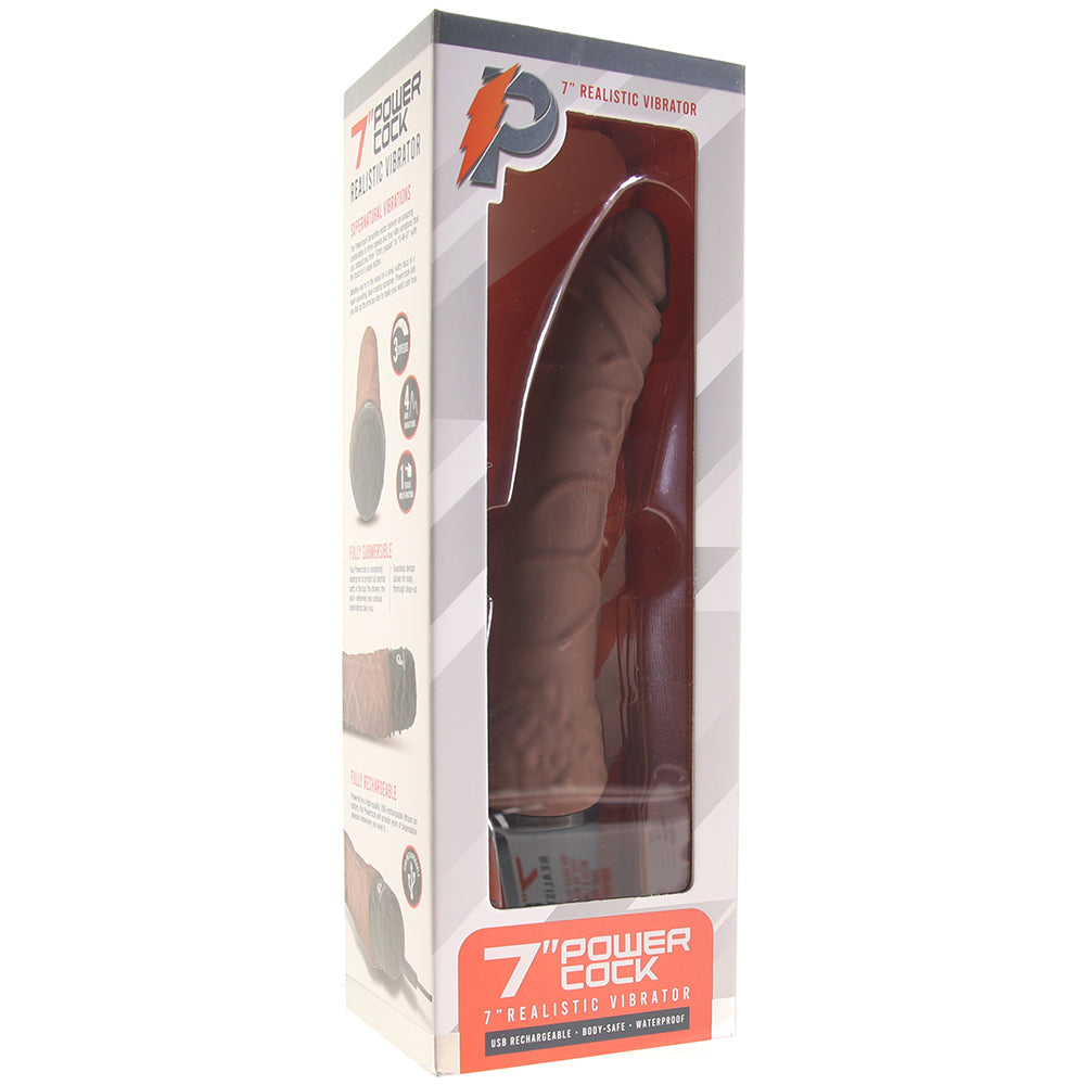 Power Cocks PowerCock 7 Inch Realistic Vibe in Brown - Vibrators - HoneyHugs Canada (View 6)