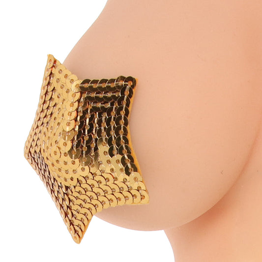 Gilded Star Sequin Nipple Covers - Reusable Adhesive Pasties for Irresistible Glamour