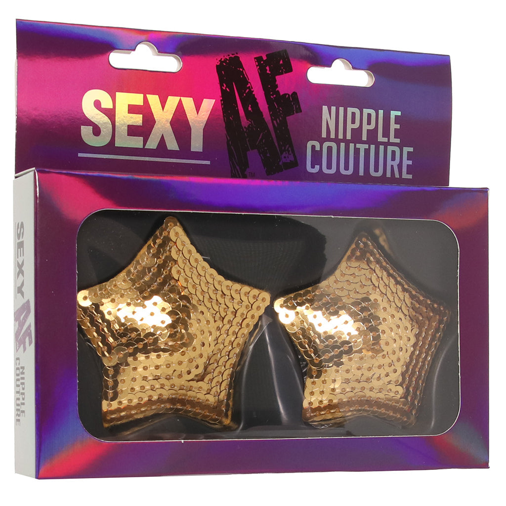 Nipple Couture Gold Sequin Star Pasties | Reusable Adhesive Covers for Daring Looks