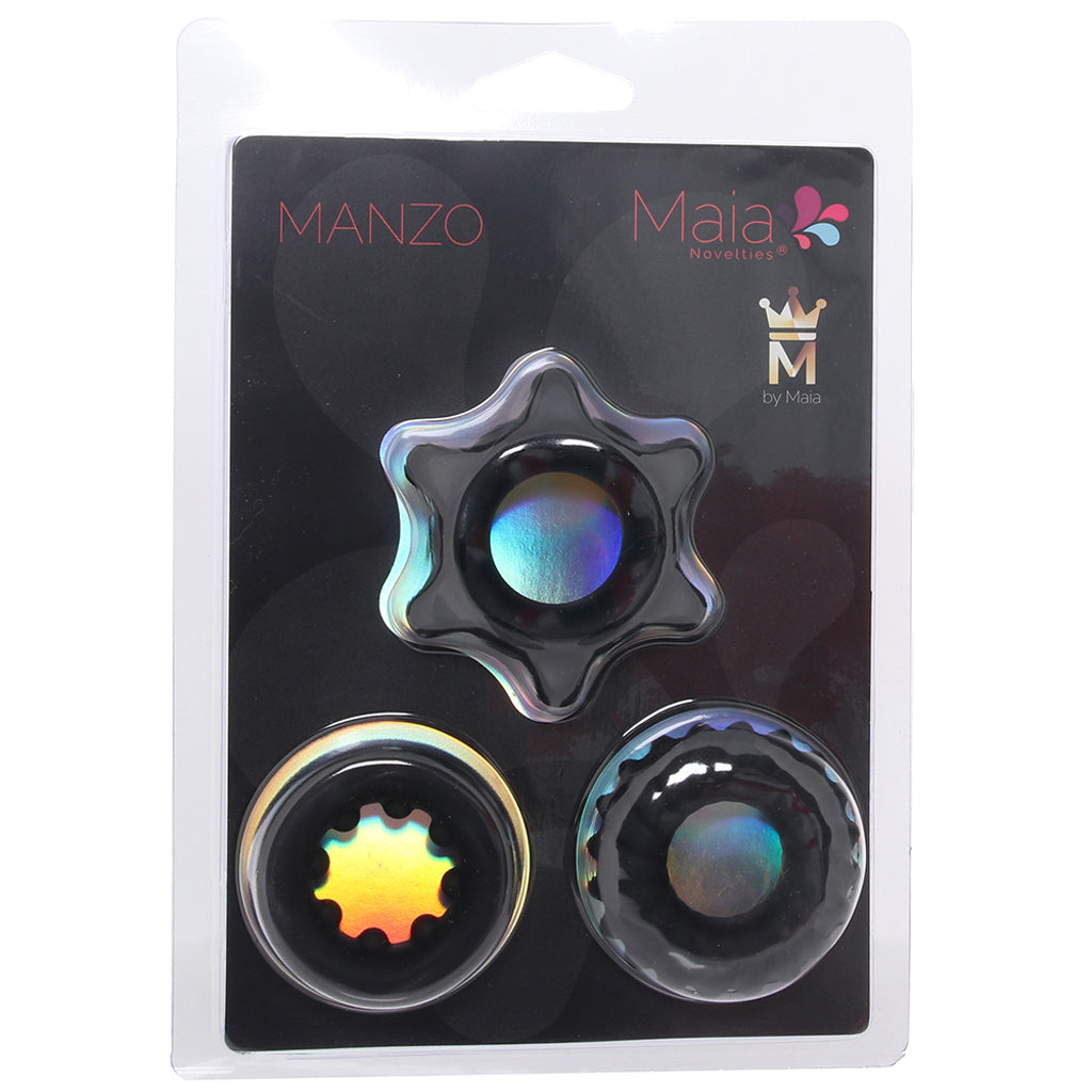Manzo Liquid Silicone Ring Set in Black