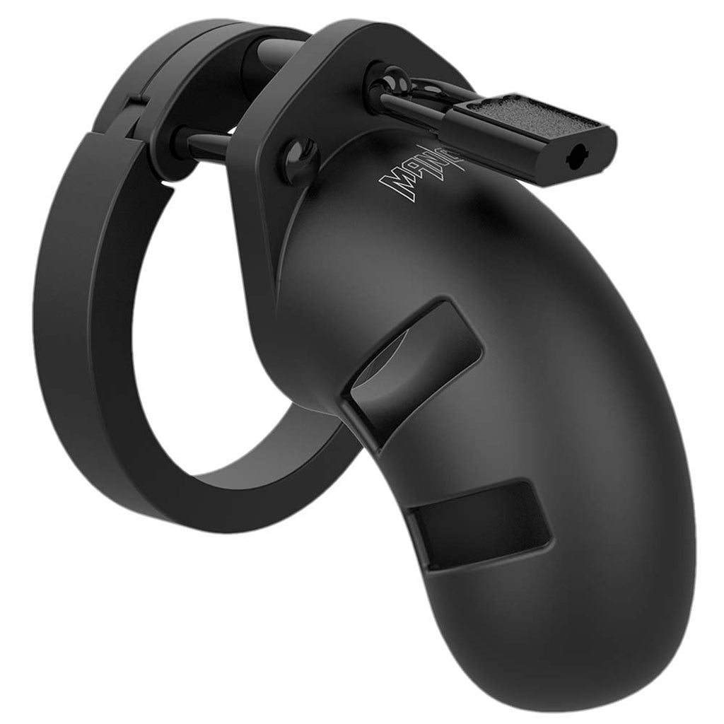 ManCage 20: Elite 3.5" Black Silicone Chastity Cage for Ultimate Control