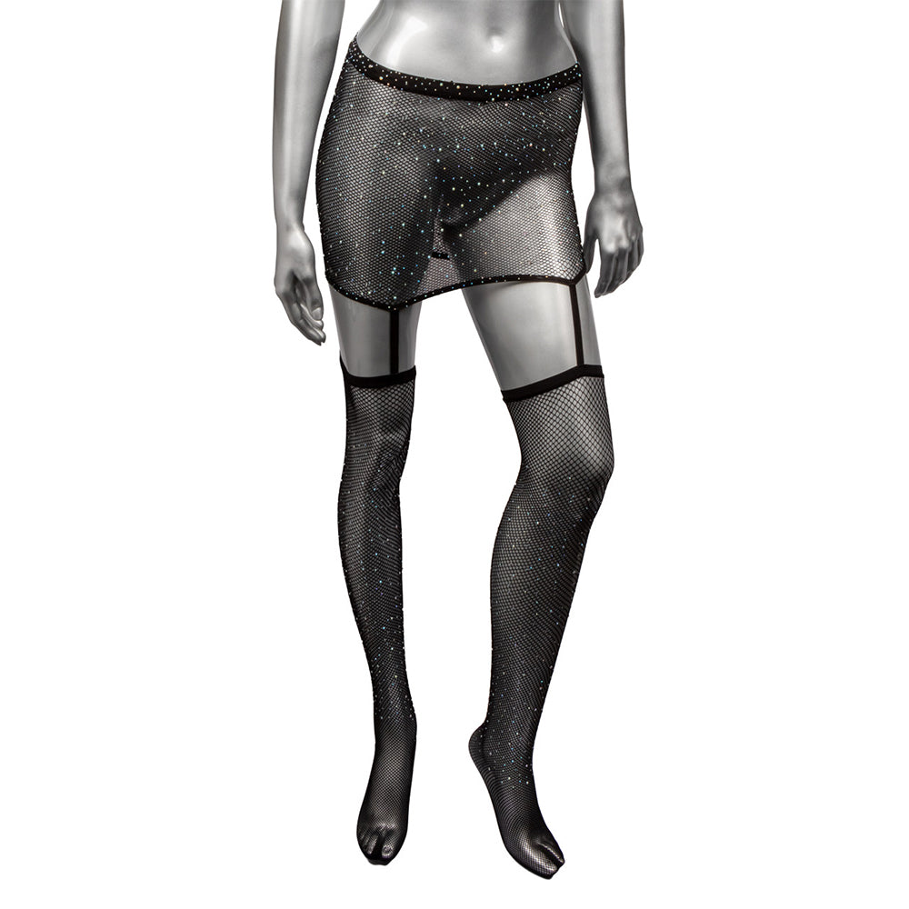 Radiance One Piece Gartered Skirt & Stockings Set - Seductive Sparkle Lingerie