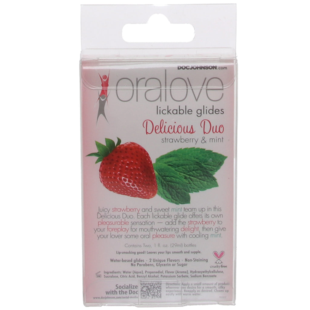 Oralove Delicious Duo: Strawberry & Mint Lickable Lubes – Sweeten Every Sensation