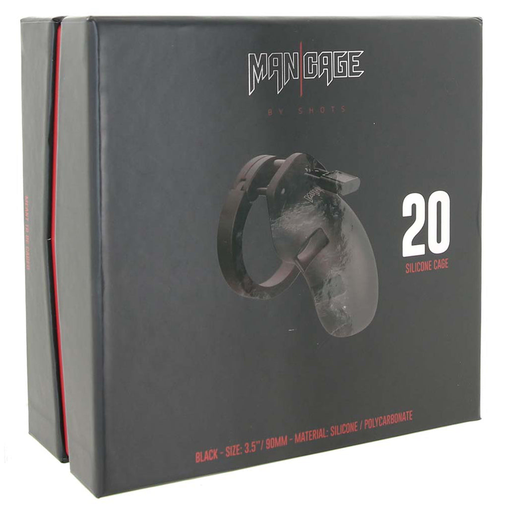 ManCage 20: Elite 3.5" Black Silicone Chastity Cage for Ultimate Control