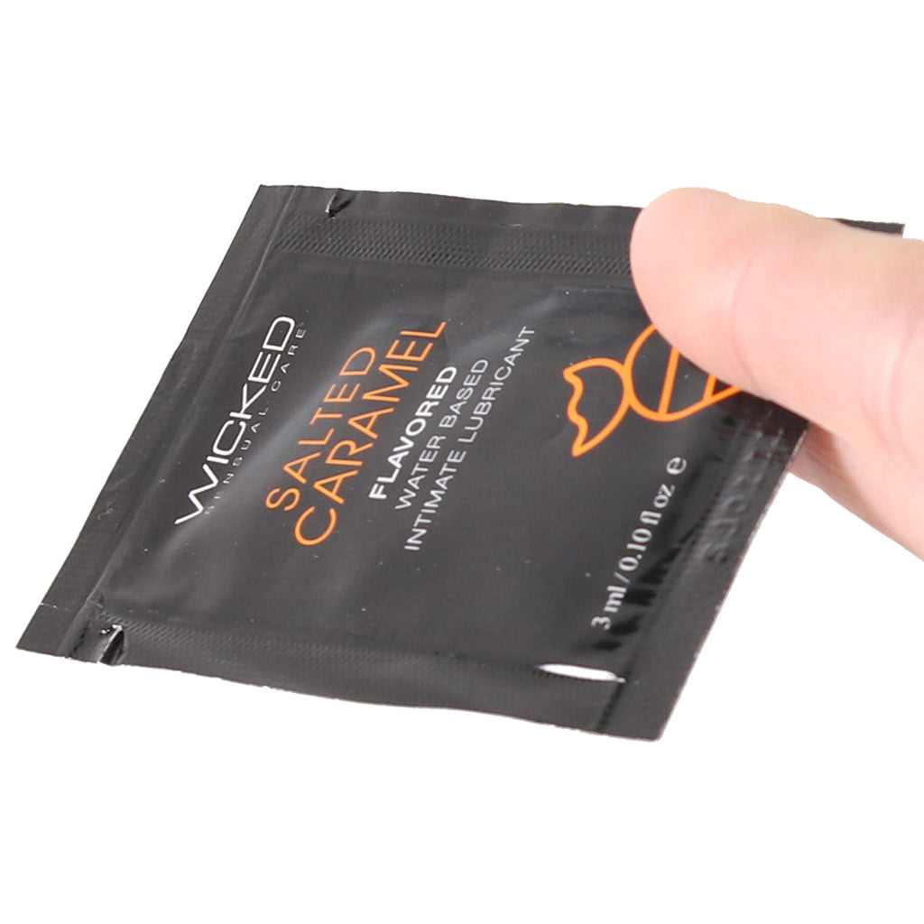 Wicked Aqua Flavored Lube: Salted Caramel | Luxurious Water-Based Glide .10oz