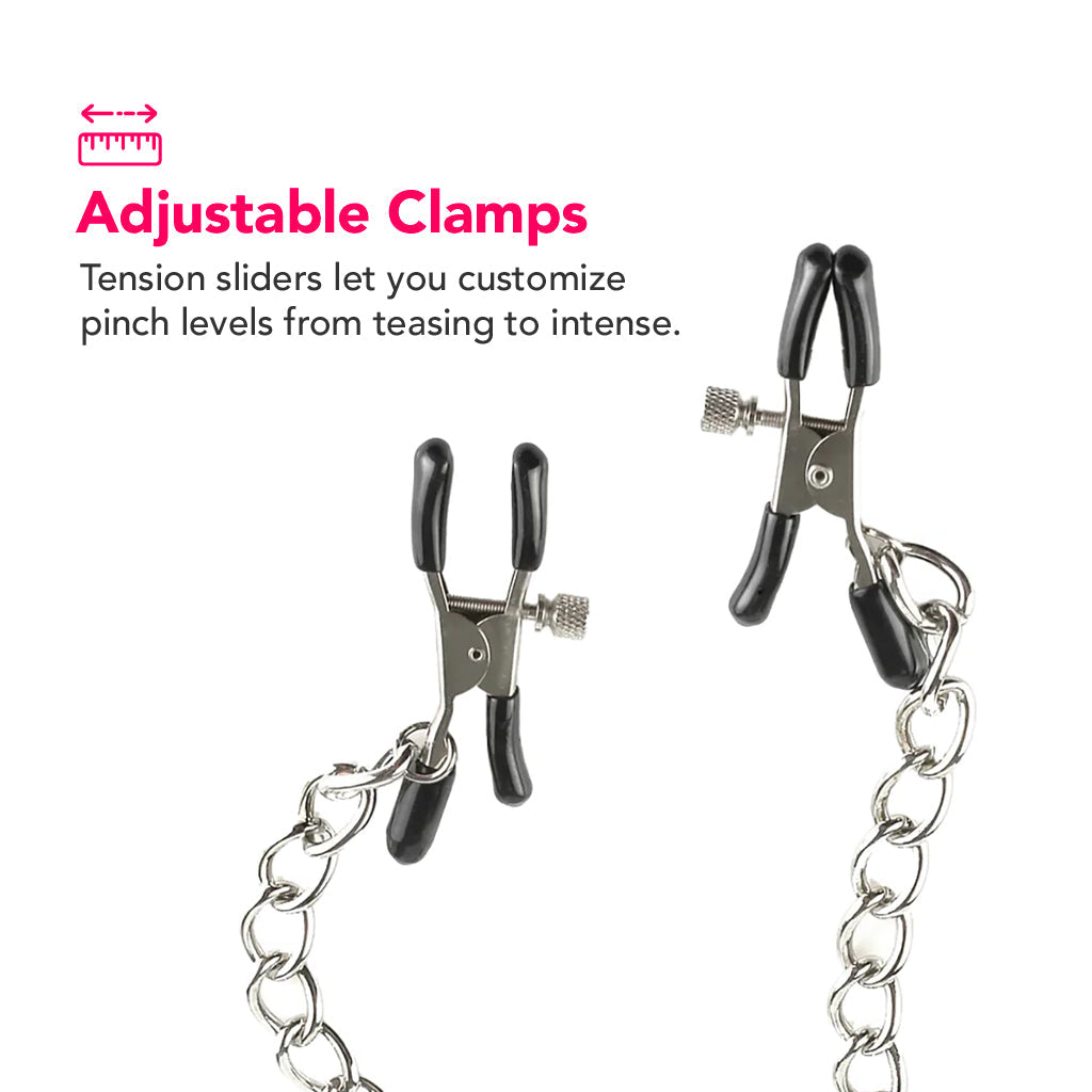 Fetish Fantasy: Luxurious Leather O-Ring Gag & Tension Nipple Clamps Bondage Set