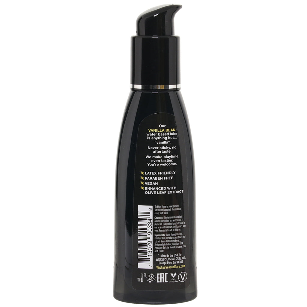 Wicked Aqua Vanilla Bean Flavored Lube - Luxurious, Long-Lasting Water-Based Pleasure, 4oz/120ml