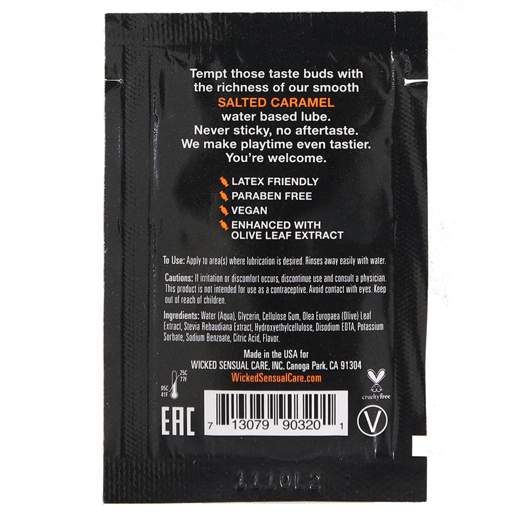 Wicked Aqua Flavored Lube: Salted Caramel | Luxurious Water-Based Glide .10oz