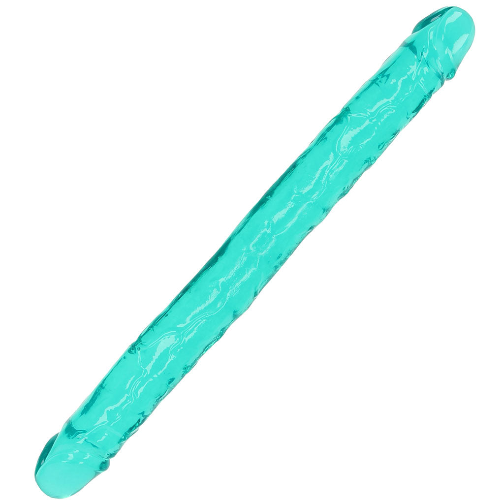 RealRock Crystal Jelly 18 Inch Double Dildo in Turquoise